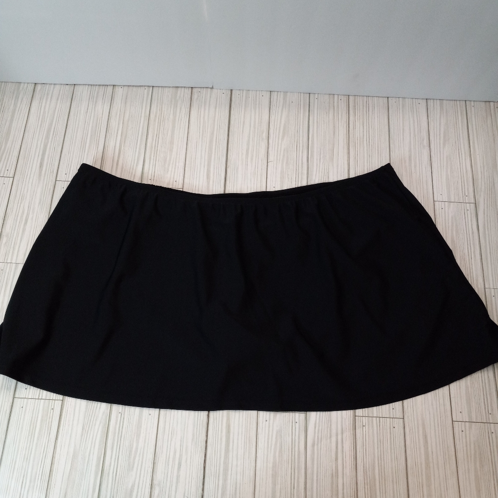 Catalina Swim Skirt Womens 3X Black Stretch Elastic Waist Built In Brief